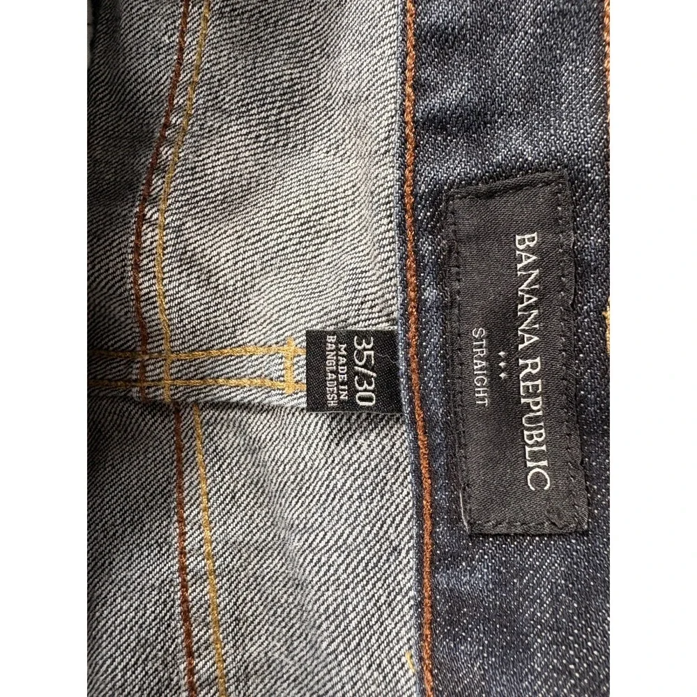 Banana Republic Jeans Men's 35x30 Dark Blue Straight Leg Faded Durable Baggy Y2K